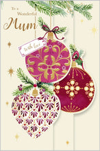 Load image into Gallery viewer, Festive Baubles Mum 3D Christmas Card
