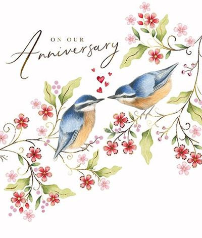 Birds with Red Blossom Branches Our Anniversary Card