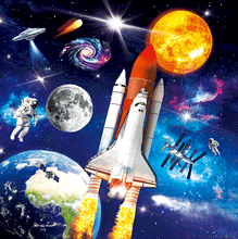 Load image into Gallery viewer, Spaceship, Satellite,  Rocket-man Blank Lenticular 3D Card
