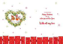 Load image into Gallery viewer, Girlfriend Robins on Fence Christmas Card
