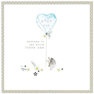 Balloon & Hedgehog Baby Boy Card