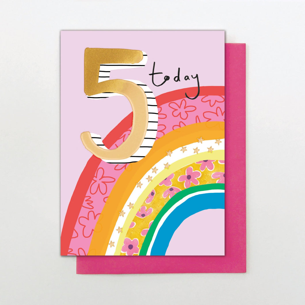 Rainbow 5th Birthday Card