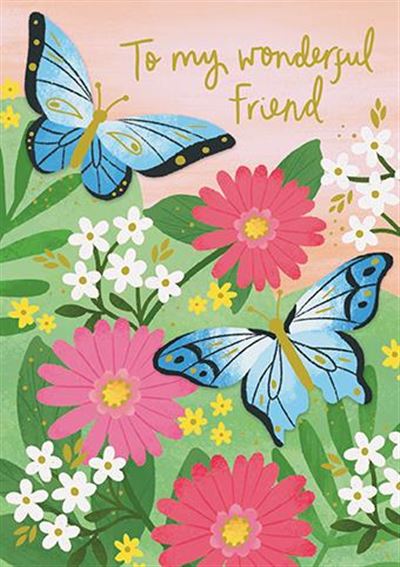Butterfly & Flower Friend Birthday Card