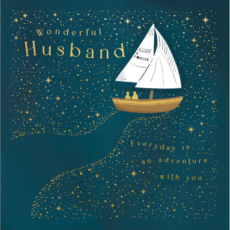 Wonderful Husband Sailing Anniversary Card