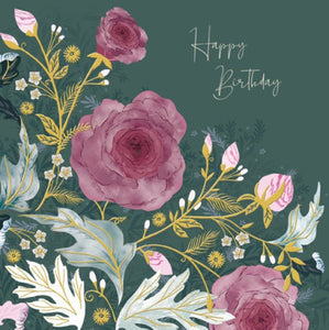 Pink & Purple Roses Birthday Card