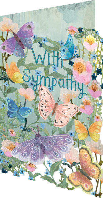 Butterfly & Flowers Sympathy Laser Cut Card