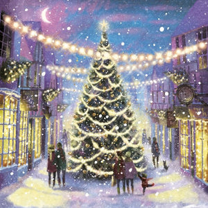 Christmas Tree Street Lights Pack Of 5 Christmas Cards