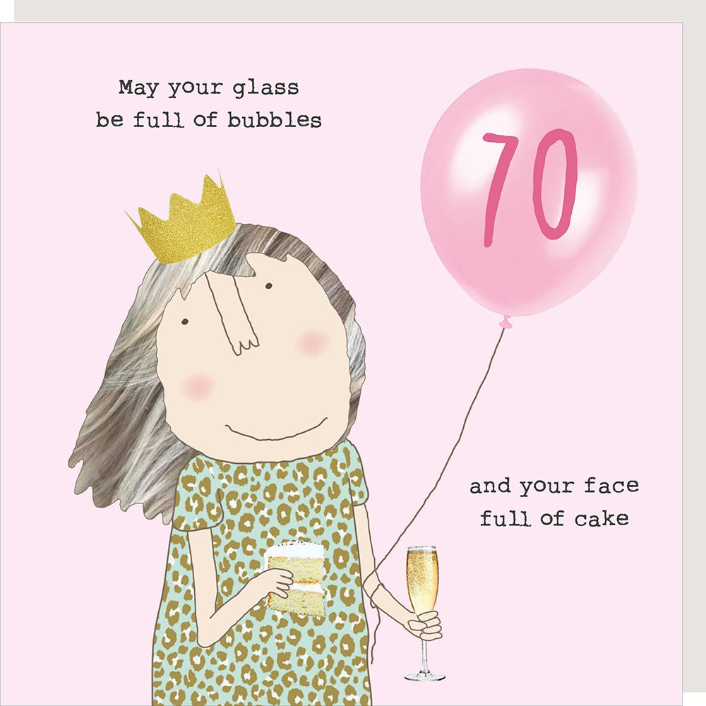 May Your Glass Be Full Of Bubbles 70th Birthday Card By RosieMadeAThing