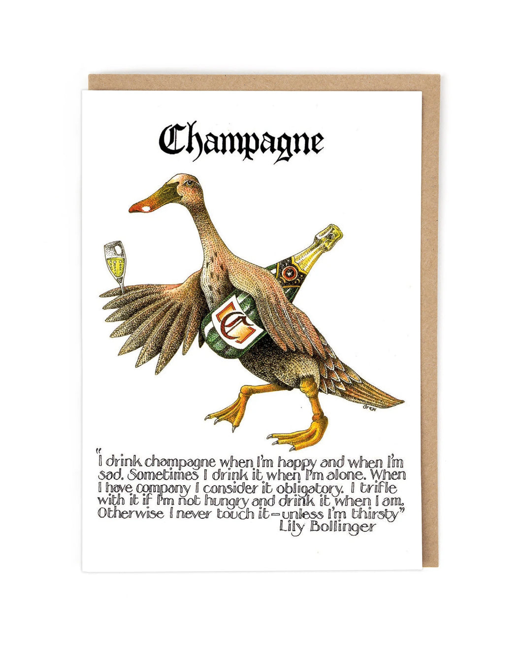 “Champagne”  Duck Humour Greeting Card by Simon Drew