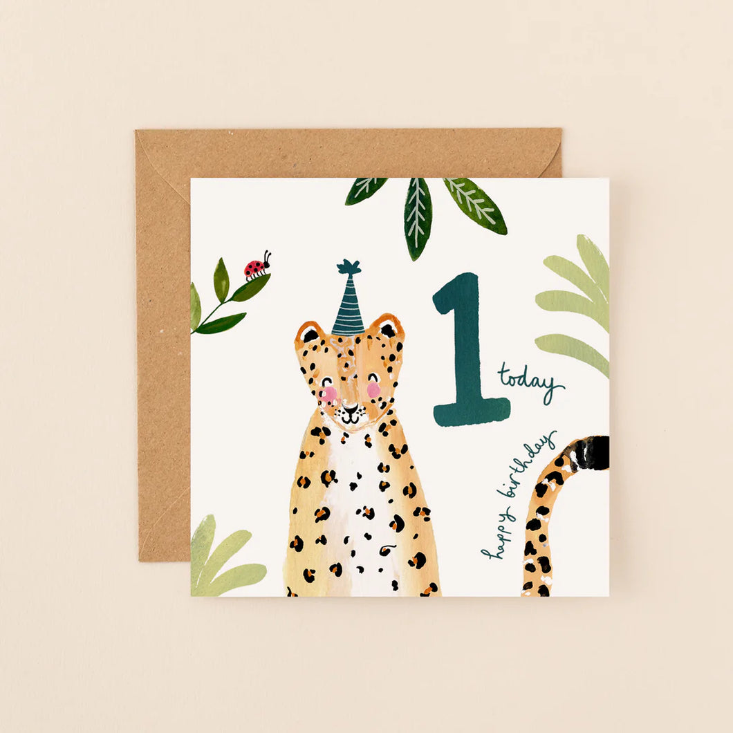 Leopard 1st Birthday Card