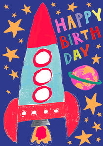 Rocket Ship  Birthday Card