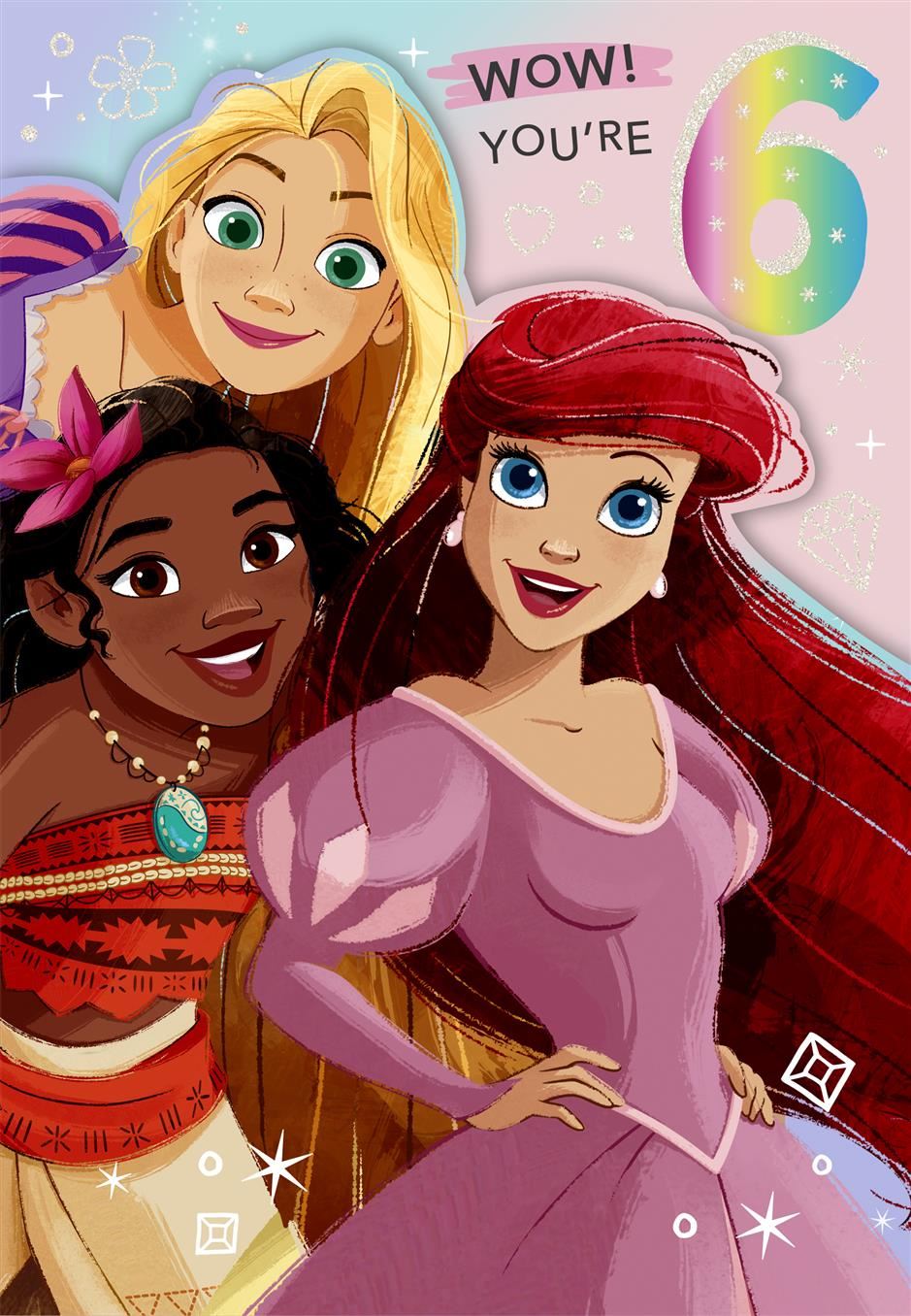 Disney Princess 6th Birthday Card