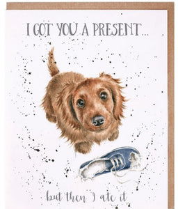 ‘I Got You A Present…’ Puppy Birthday Card by Wrendale Design