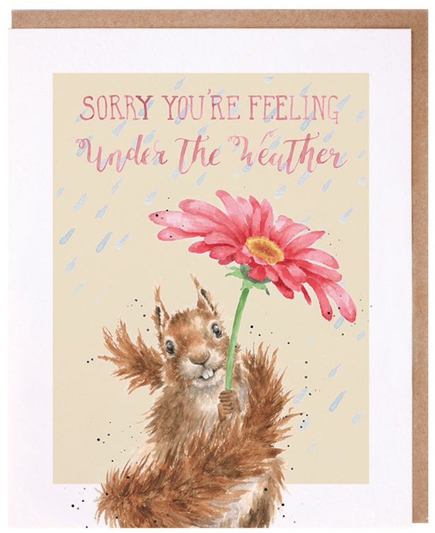 ‘Under The Weather’ Squirrel Sympathy Card by Wrendale Designs