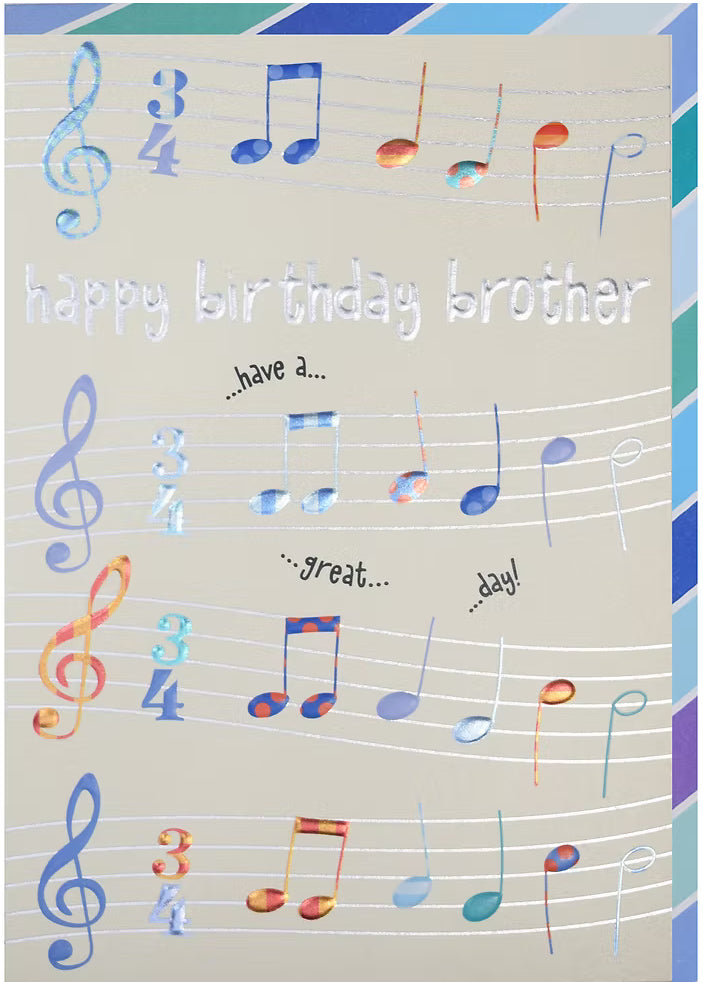 Brother Music Notes Birthday Card