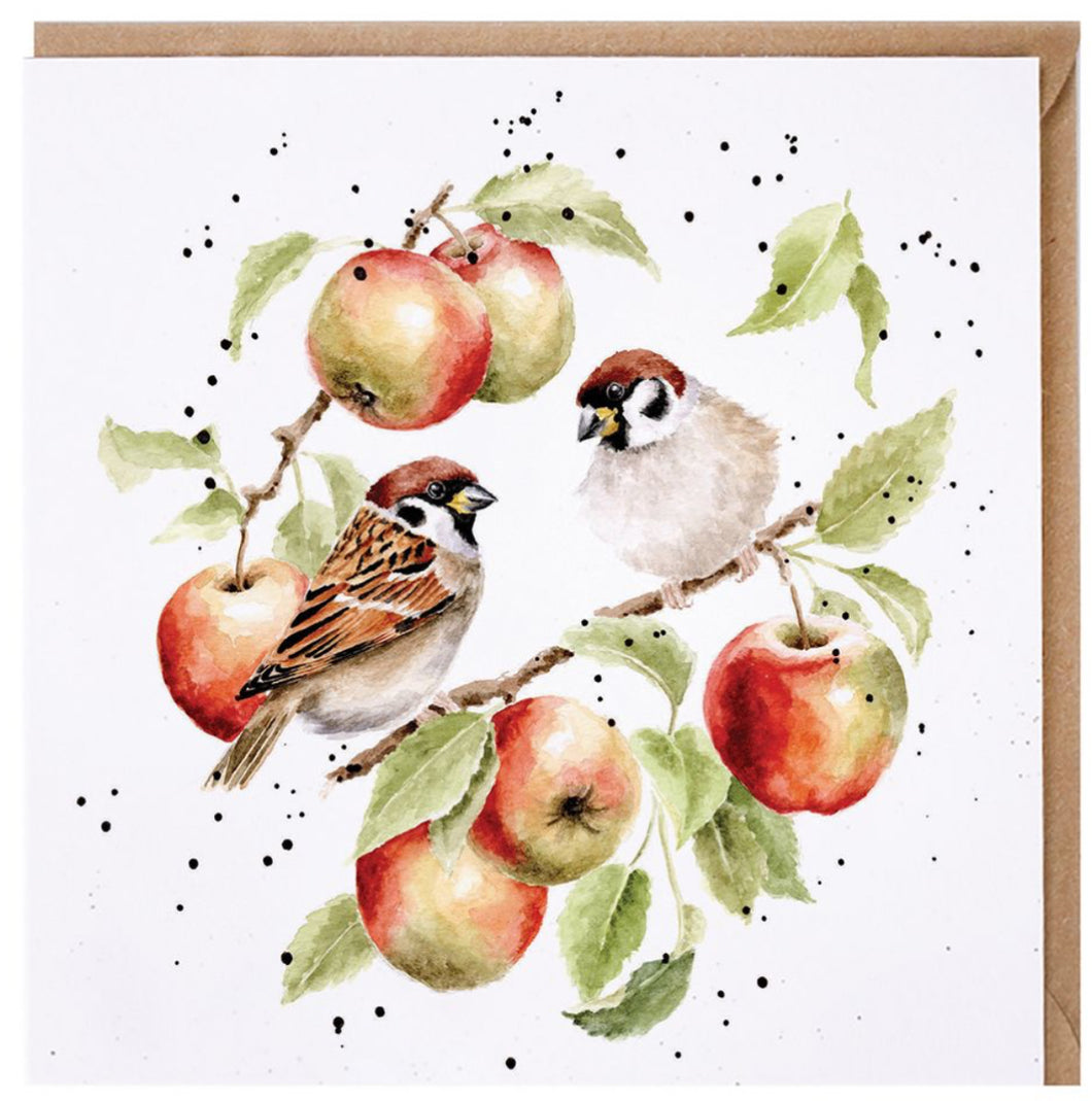 Bird Apple Tree Blank Card by Wrendale Designs