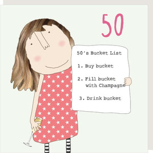 50’’s Bucket List 50th Birthday Card By RosieMadeAThing