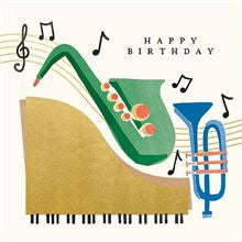 Saxophone and Trumpet Birthday Card