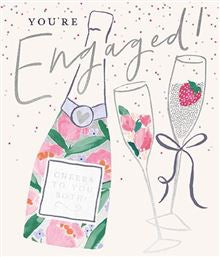 Champagne and Glasses Engagement Card