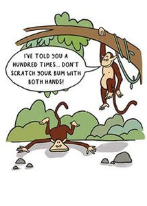 Monkeys Scratch Bum Blank Card