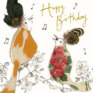 Singing Birds Blank Birthday Card