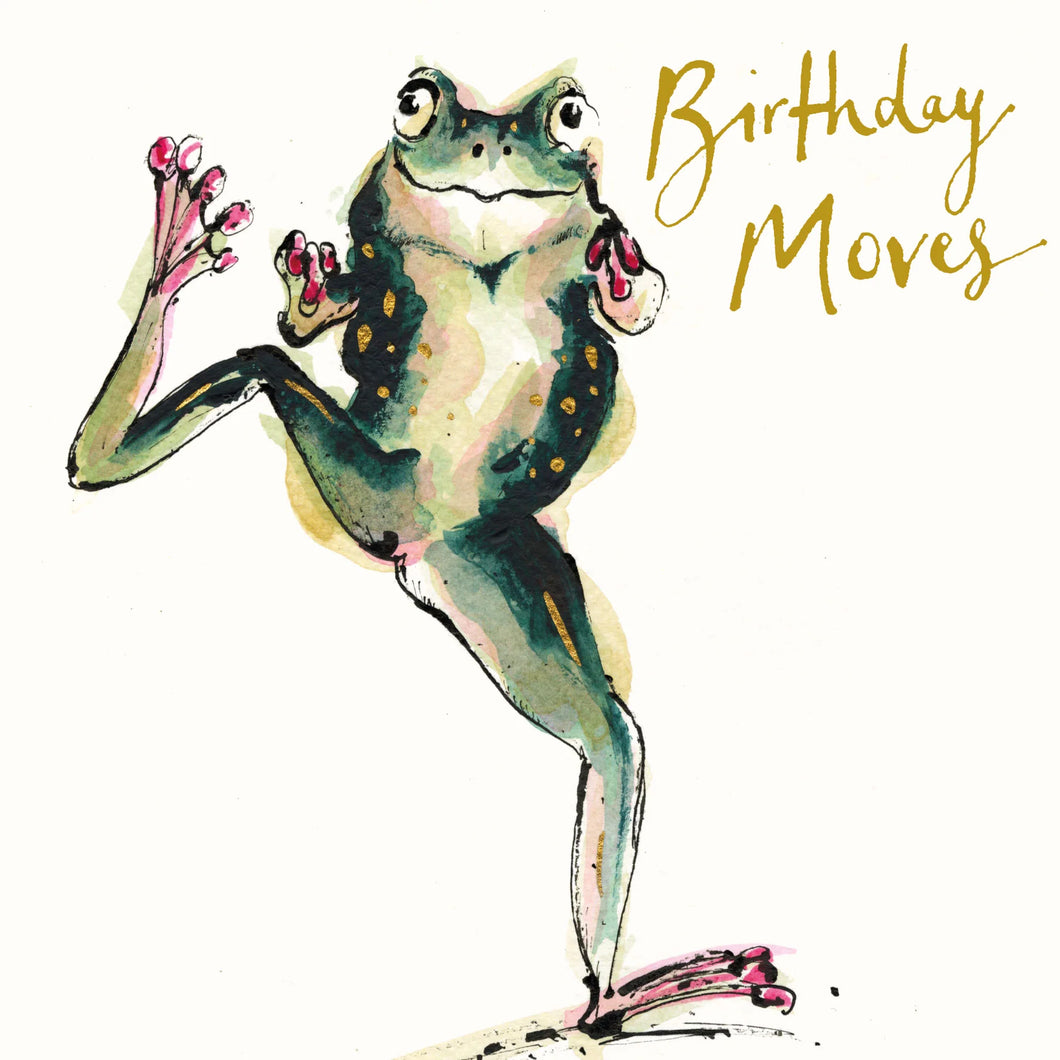 Birthday Moves Frog Blank Card