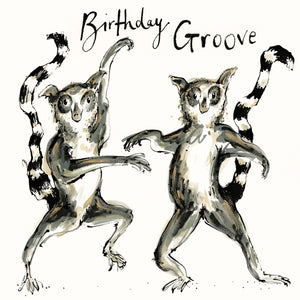 Birthday Groove Lemurs Blank Card