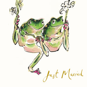 Just Married Frogs Blank Card