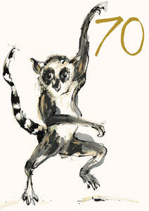 Age 70 Dancing Lemur Blank Card