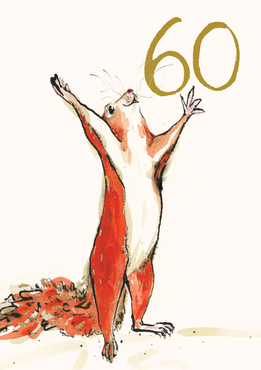 Dancing Red Squirrel 60th Blank Card