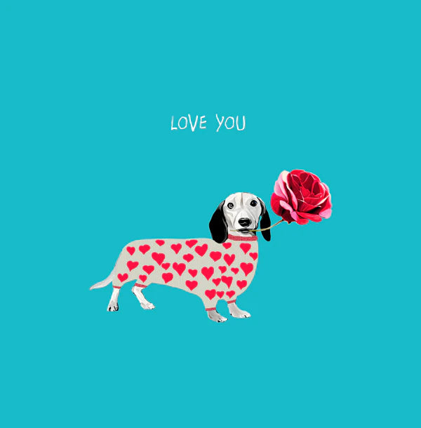 Dachshund Rose Love You Blank Card