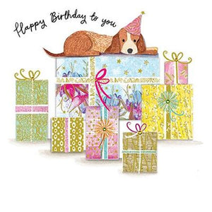 Beagle and Presents Birthday Card