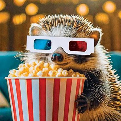 Hedgehog At The Cinema Blank Card