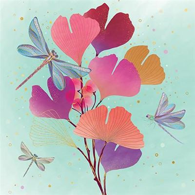 Dragonfly And Flowers Blank Card