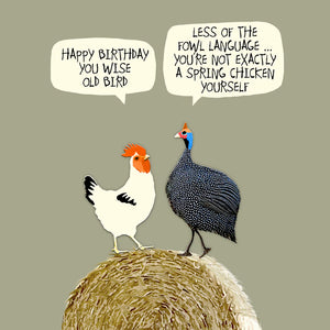 Wise Old Bird Chicken & Guinea Fowl Birthday Card