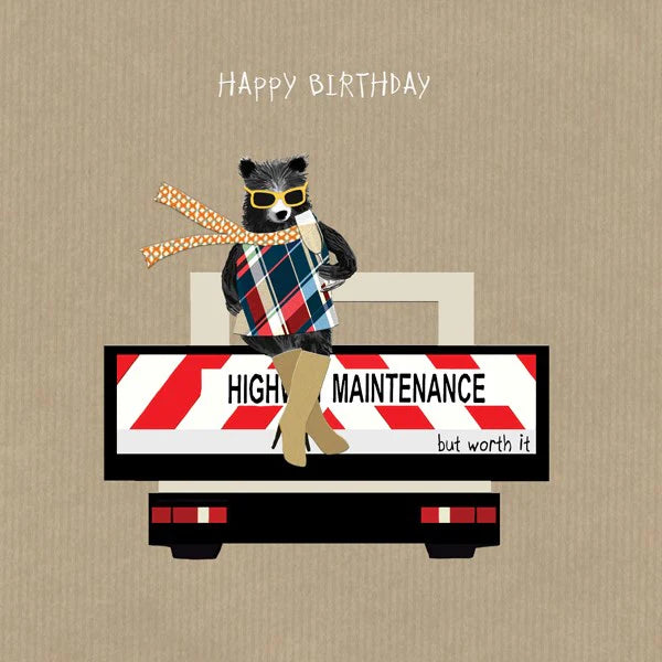 Highway Maintenance Bear Birthday Card