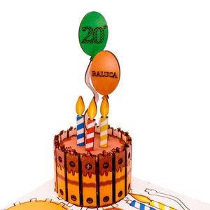 Birthday Cake 3D Pop Up Wooden Postcard