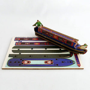 Canal Narrow Boat  3D Pop Up Wooden Postcard