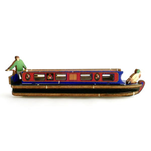 Canal Narrow Boat  3D Pop Up Wooden Postcard