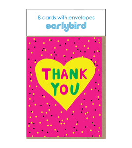 Yellow Heart and Neon Dots Thank You Pack Blank Mini Cards