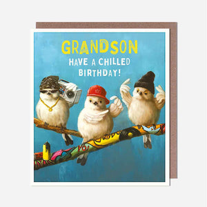Birds On Tree Grandson Birthday Card