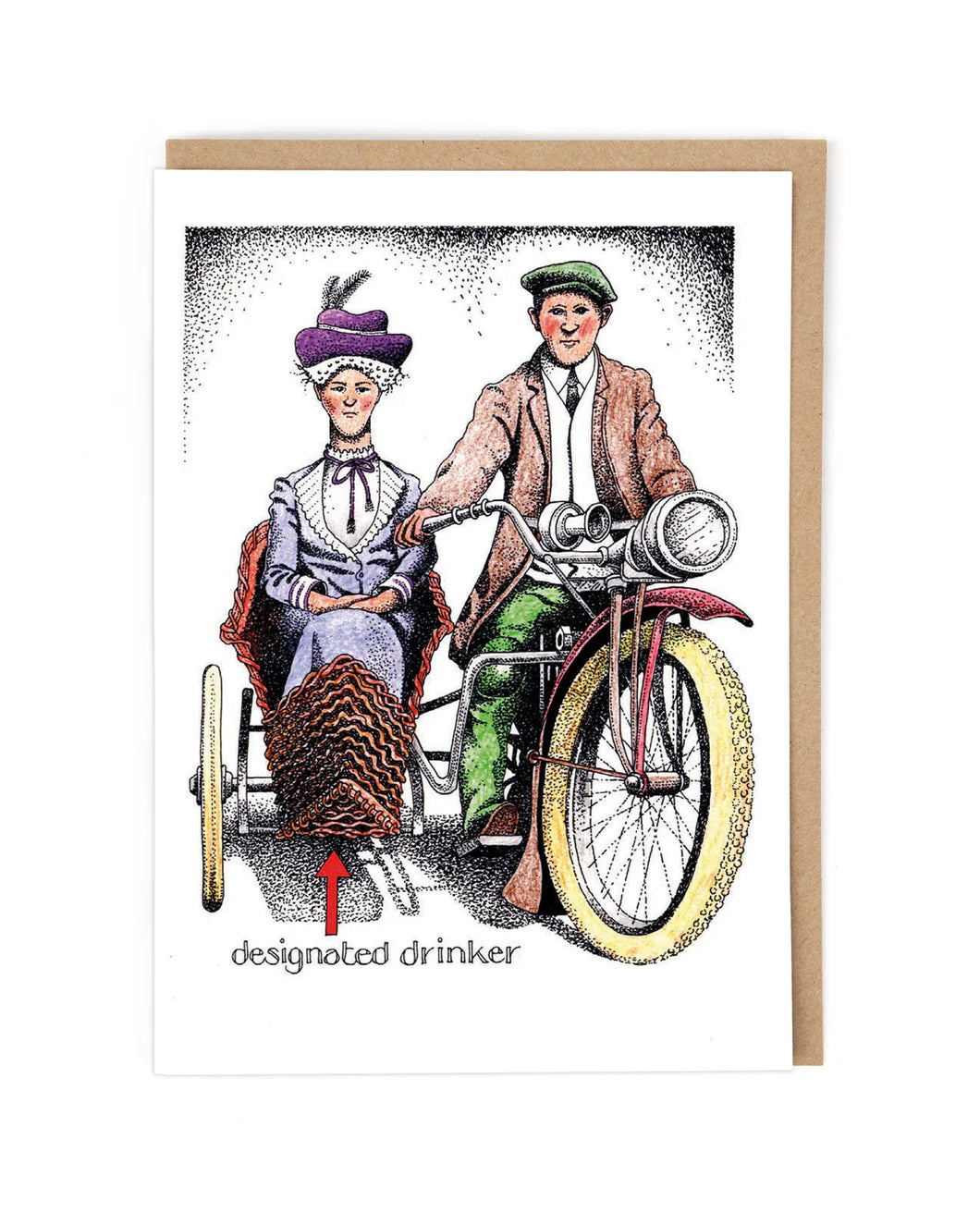 Designated Drinker Bike With Sidecar  Blank Card