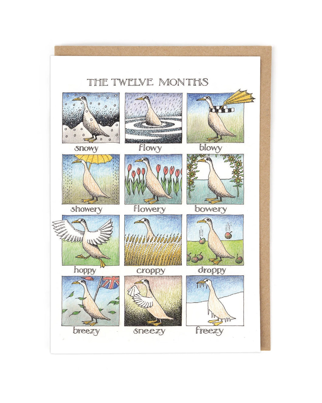 Twelve Months Weather Duck Blank Card