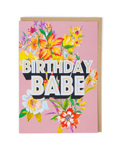 Birthday Babe Floral Blank Card