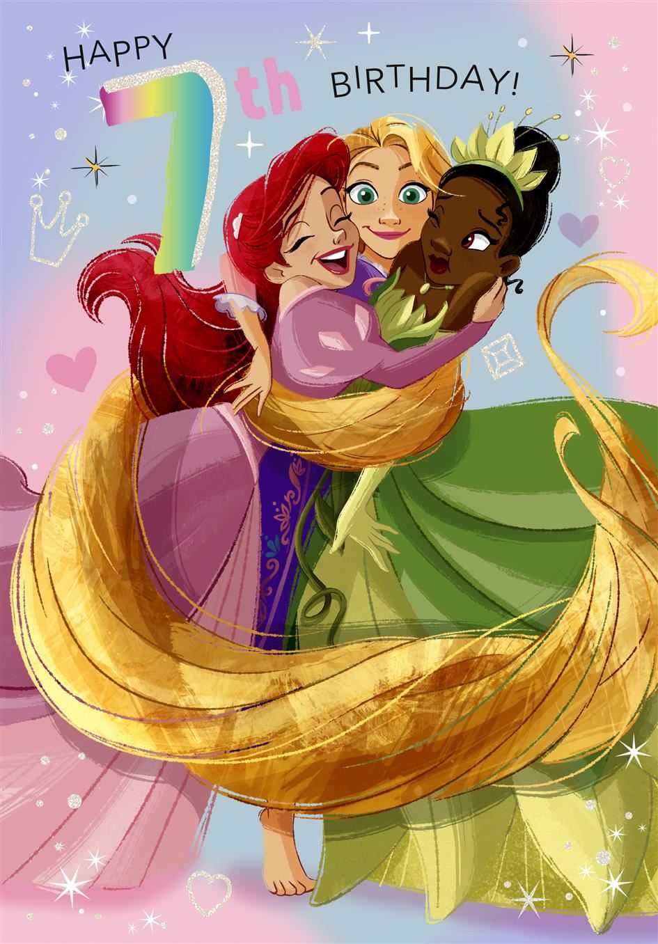Disney Princess 7th Birthday Card
