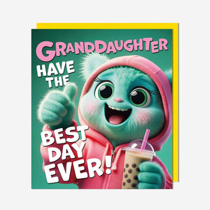 Hoody Monster Grand-Daughter Birthday Card
