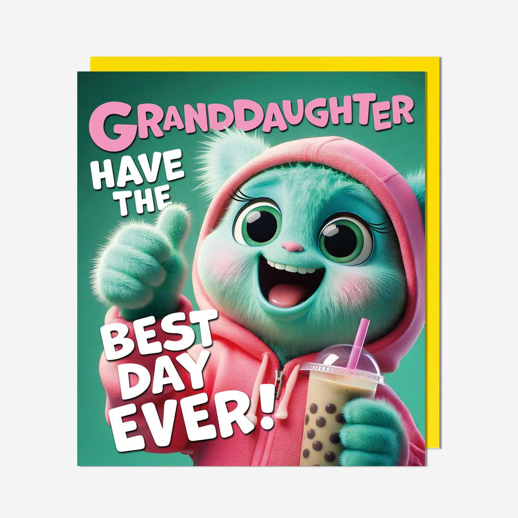 Hoody Monster Grand-Daughter Birthday Card