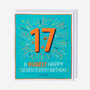Hugely Happy 17th Birthday Card