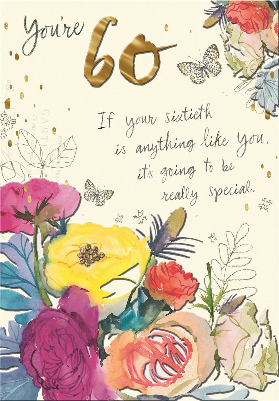 Flowers 60th Birthday Card