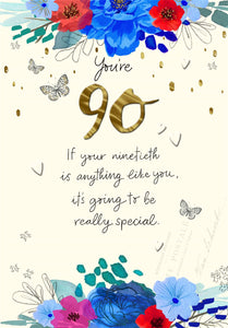 Flowers 90th Birthday Card